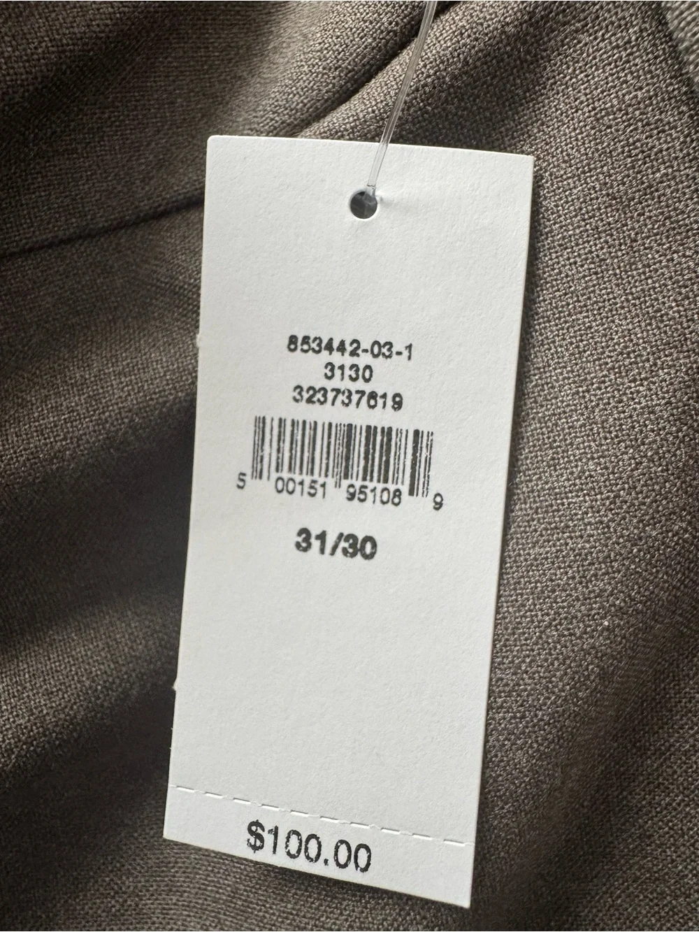 Banana Republic mens taupe tailored stretch dress trousers size 31x30.